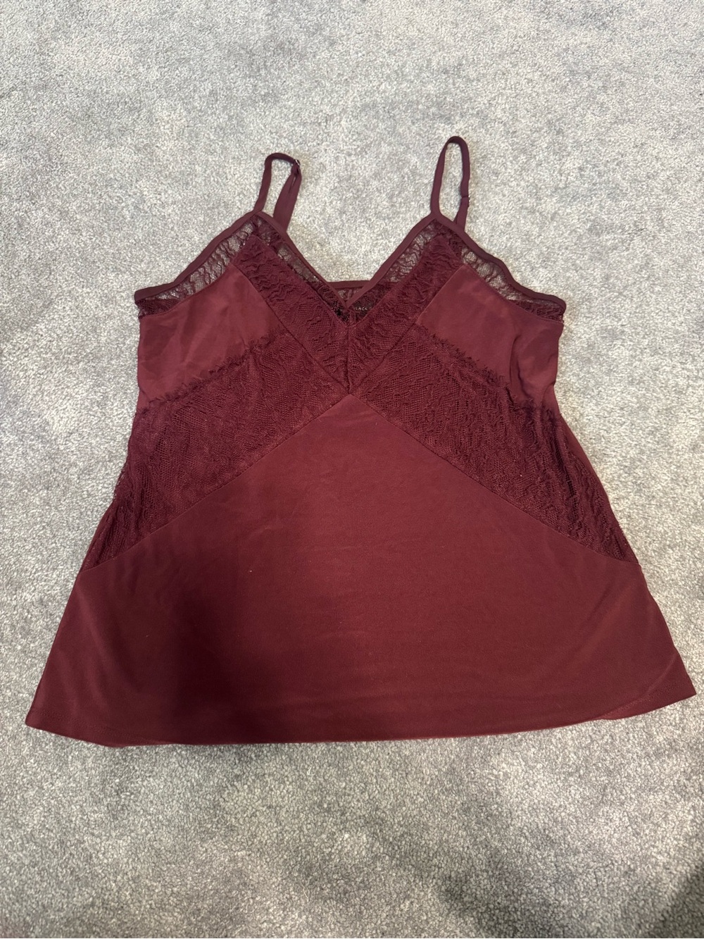 White House Black Market Burgundy Lace-Trim Cami